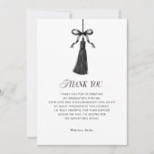 Black Bow Tassel Modern College Graduation Party Dankeskarte (Vorderseite)