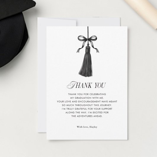 Black Bow Tassel Modern College Graduation Party Dankeskarte