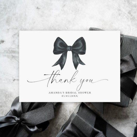 Black Bow Thank you Bridal shower  Dankeskarte
