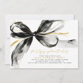 Black Bow Tying Up Her Thirties 40Th Birthday Einladung (Vorderseite)