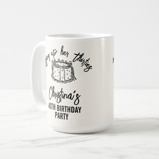 Black Bow Tying Up Her Thirties 40th Birthday Kaffeetasse (Vorderseite Links)
