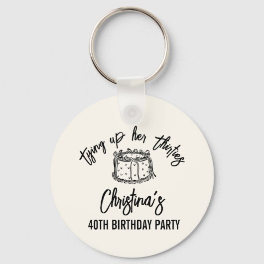 Black Bow Tying Up Her Thirties 40th Birthday Schlüsselanhänger (Vorderseite)