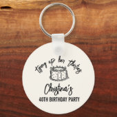 Black Bow Tying Up Her Thirties 40th Birthday Schlüsselanhänger (Vorderseite)