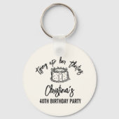 Black Bow Tying Up Her Thirties 40th Birthday Schlüsselanhänger (Rückseite)