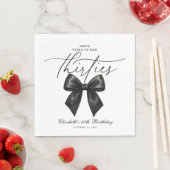 Black Bow Tying Up Her Thirties 40th Birthday Serviette (Beispiel)