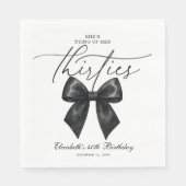 Black Bow Tying Up Her Thirties 40th Birthday Serviette (Vorderseite)