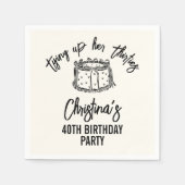 Black Bow Tying Up Her Thirties 40th Birthday Serviette (Vorderseite)