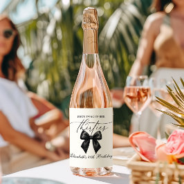 Black Bow Tying Up Her Thirties 40th Birthday Weinetikett