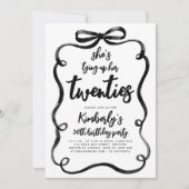 Black Bow Tying Up Her Twenties 30Th Birthday Einladung (Vorderseite)