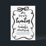 Black Bow Tying Up Her Twenties 30Th Birthday Einladung<br><div class="desc">In this 30th birthday party invitation, a handwritten black brush lettering dances across the page with expressive strokes and playful movement, making the message "She's Tying Up Her Twenties" feel lively, modern, and full of personality. The curly black bow frame pulls everything together into one bold, cohesive composition. Designed for...</div>