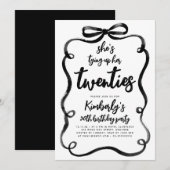 Black Bow Tying Up Her Twenties 30Th Birthday Einladung (Vorne/Hinten)