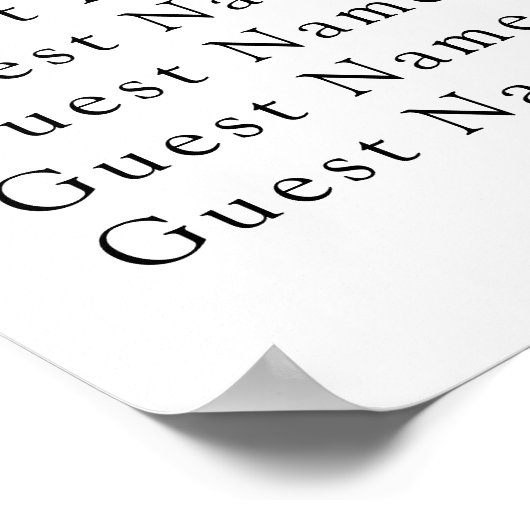 Black Bow Wedding Chart Poster (Ecke)