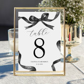 Black Bow Wedding Seating Tischnummer