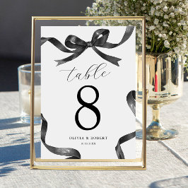 Black Bow Wedding Seating Tischnummer