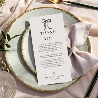 Black Bow Wedding Thank You Card QR Code Dankeskarte