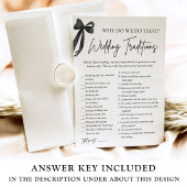 Black Bow Wedding Traditions Brautparty Game Einladung
