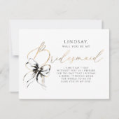 Black Bow Whimsical Modern Bridesmaid Proposal Einladung (Vorderseite)