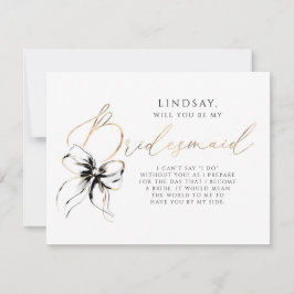 Black Bow Whimsical Modern Bridesmaid Proposal Einladung