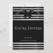 Black Bow White Stripes Neujahrsvortrag Einladung (Vorderseite)