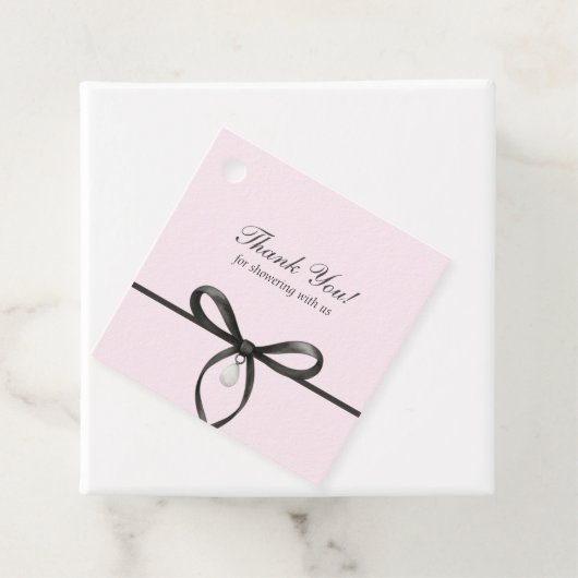 Black Bow With Pearl Old Money Bridal Thank You Geschenkanhänger (Beispiel)