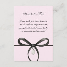Black Bow With Pearl Old Money Style Bridal Shower Begleitkarte