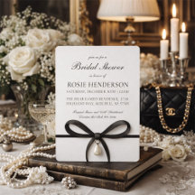 Black Bow With Pearl Old Money Style Bridal Shower
