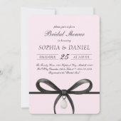 Black Bow With Pearl Old Money Style Bridal Shower Einladung (Vorderseite)