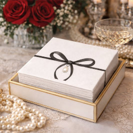 Black Bow With Pearl Old Money Style Bridal Shower Serviette