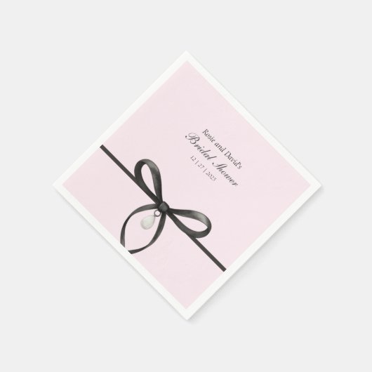 Black Bow With Pearl Old Money Style Bridal Shower Serviette (Ecke)