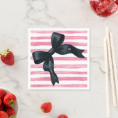 Black Bow with Pink White Stripe Birthday Cocktail Serviette (Beispiel)
