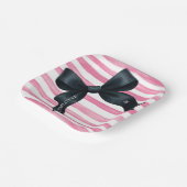 Black Bow with Pink White Stripe Birthday Pappteller (Gewinkelt)