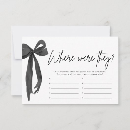 Black Bow, wo sie Brautparty Game waren Einladung (Vorderseite)