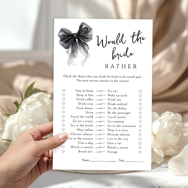 Black Bow Would She Rather Bridal Shower Game (Von Creator hochgeladen)