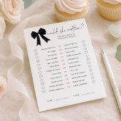 Black Bow Would She Rather Bridal Shower Game Card Einladung