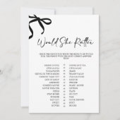 Black Bow Would She Rather Bridal Shower Game Einladung (Vorderseite)