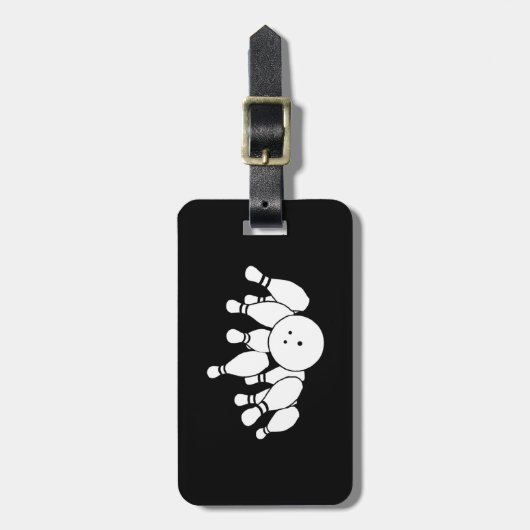 Black Bowling Bag Tag Gepäckanhänger (Vorderseite vertikal)