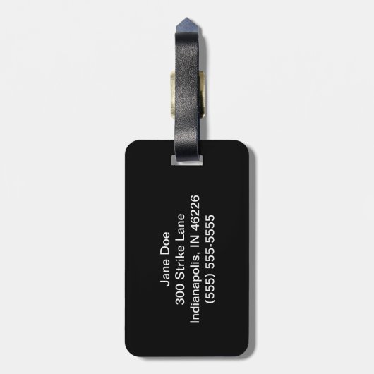 Black Bowling Bag Tag Gepäckanhänger (Rückseite vertikal)