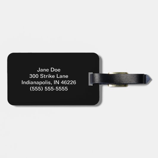 Black Bowling Bag Tag Gepäckanhänger (Rückseite horizontal)