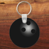 Black Bowling Ball Schlicht Simple Key Chain Schlüsselanhänger (Vorderseite)