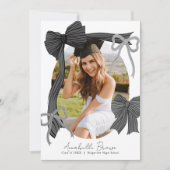 Black Bows Photo Graduation Announcement Einladung (Vorderseite)