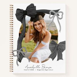 Black Bows Photo Graduation Guest Book Notizblock