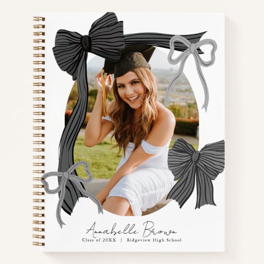 Black Bows Photo Graduation Guest Book Notizblock (Vorderseite)