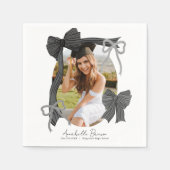 Black Bows Photo Graduation Serviette (Vorderseite)