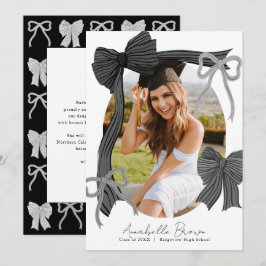 Black Bows Photo Message Graduation Announcement Einladung