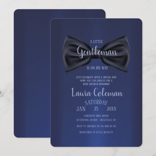 Black Bowtie Baby Dusche Einladung (Vorne/Hinten)
