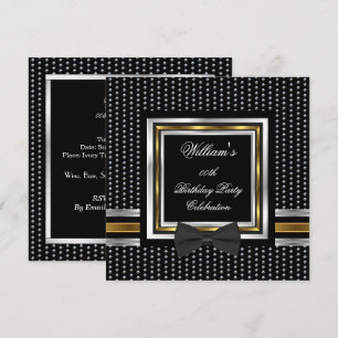 Black Bowtie Gold Silver Studs Geburtstagsparty Einladung