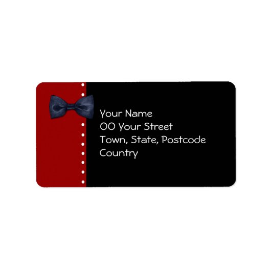 Black BowTie Red Address Label Adressaufkleber (Vorne)