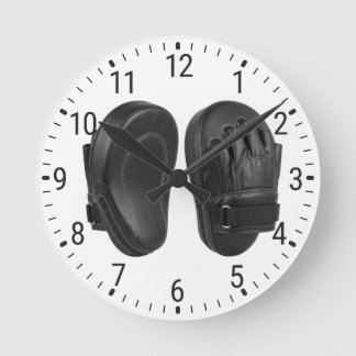 Black Boxing Focus Mitts Target Pads Decor Runde Wanduhr