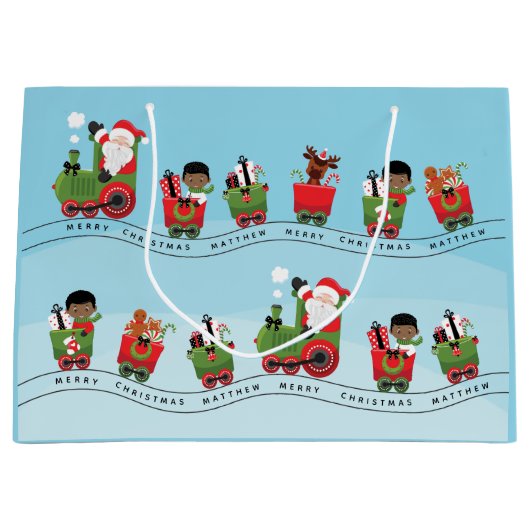 Black Boy auf Weihnachtszug Große Geschenktüte (Vorderseite)