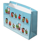 Black Boy auf Weihnachtszug Große Geschenktüte (Rückseite Schrägansicht)
